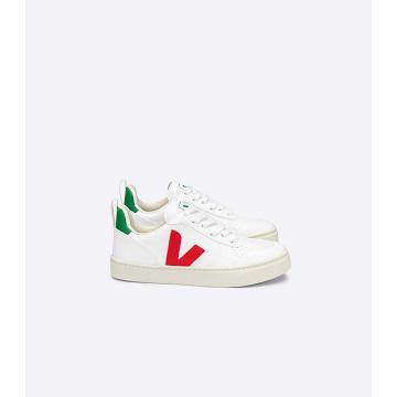 Veja V-10 LACES CWL Kids' Sneakers White/Green/Red | NZ 865YXF